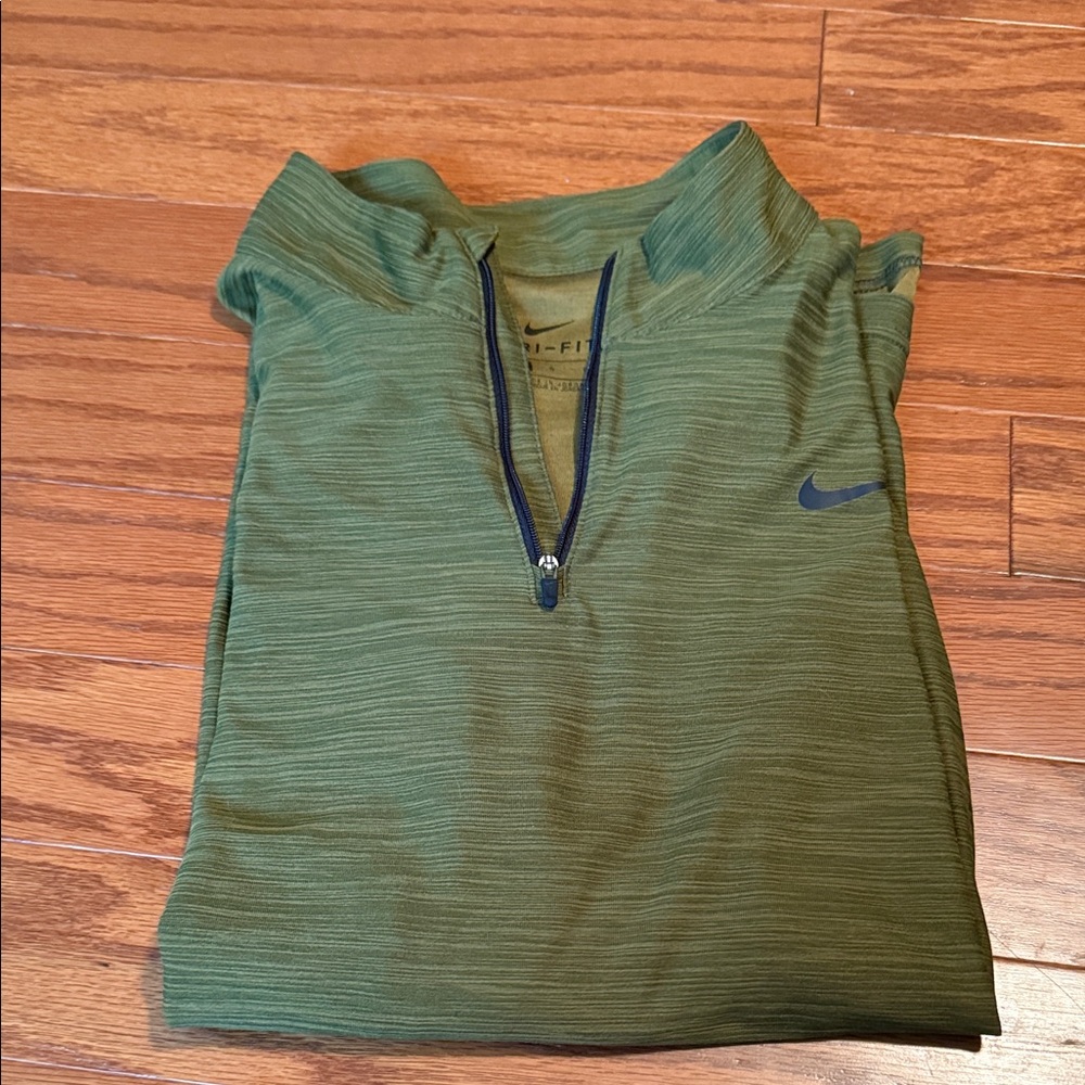 Nike Olive Green Dri-FIT Quarter-Zip Top